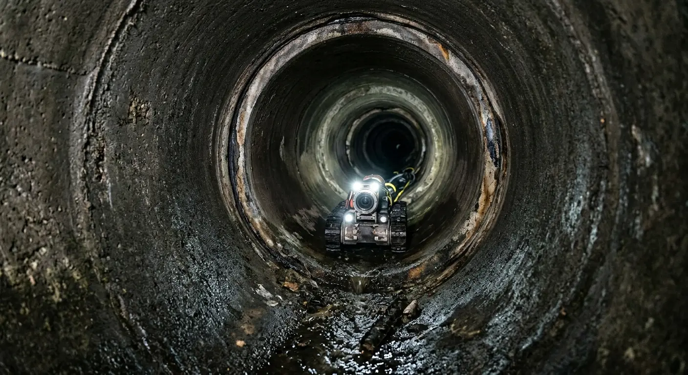Robotic sewer camera inspecting pipe interior for Sewer Line Cleaning in Longmont